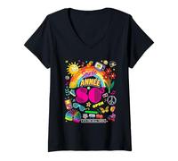 Donna Soirée Année 80's, Back To 80's Party with French Version Maglietta con Collo a V