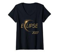Donna Solar Eclipse Shirt Total Solar Eclipse August 2027 Totality Maglietta con Collo a V