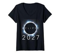 Donna Solar Eclipse Shirt Total Solar Eclipse August 2027 Totality Maglietta con Collo a V