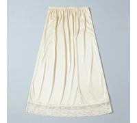 Donna Solido Pizzo Raso Sottoveste Mezzo Scivola Seta Sottogonna Midi Comodo