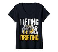 Donna Sollevamento e deriva Operatore di Carrello elevatore Divertente Magazzino Maglietta con Collo a V
