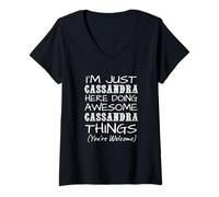 Donna Solo Cassandra Here Doing Cassandra Things Nome Maglietta con Collo a V