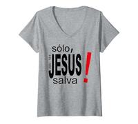 Donna Solo Jesús Salva vidas, Salvación Espiritual Eterna Maglietta con Collo a V