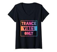 Donna Solo Trance Vibes Maglietta con Collo a V