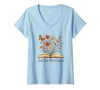 Donna Solo un altro capitolo Open Book Flowers Maglietta con Collo a V