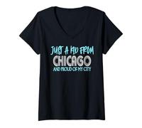 Donna Solo un bambino di Chicago Funny Hometown Maglietta con Collo a V