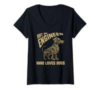 Donna Solo Un Ingegnere Che AMA i Cani AMA ingegneria Matematica Design Maglietta con Collo a V