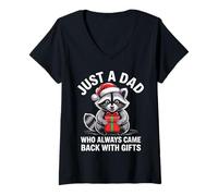 Donna Solo un papà che è sempre tornato con i regali Natale Maglietta con Collo a V