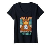 Donna Solo un papà che tornava sempre con The Milk Funny Bear Maglietta con Collo a V
