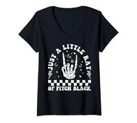 Donna Solo Un Piccolo Raggio di pece Black Goth Halloween Gothic Witch Maglietta con Collo a V