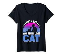Donna Solo Un Ragazzo Che AMA Davvero Il Gatto Maglietta con Collo a V