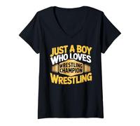Donna Solo Un Ragazzo Che AMA Il Campionato di Wrestling Wrestler Maglietta con Collo a V