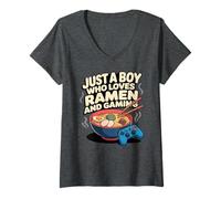 Donna Solo Un Ragazzo Che AMA Il Ramen e Gli Amanti degli Anime dei Videogiochi Maglietta con Collo a V