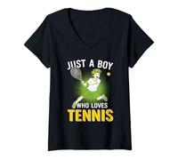 Donna Solo Un Ragazzo Che AMA Il Tennis Stile Divertente Maglietta con Collo a V