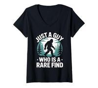Donna Solo un ragazzo che è un raro trovare Bigfoot Sasquatch Umorismo divertente Maglietta con Collo a V