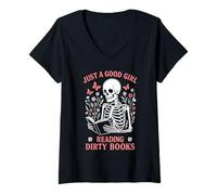 Donna Solo Una Brava Ragazza Che Legge Libri sporchi Dark Romance Maglietta con Collo a V