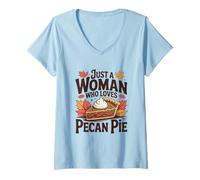 Donna Solo Una Donna Che AMA la Torta di Noci Pecan Autunno del Ringraziamento Maglietta con Collo a V