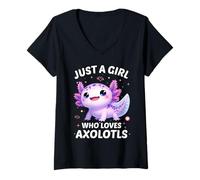 Donna Solo una ragazza che ama Axolotls Axolotl Kawaii Maglietta con Collo a V