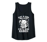 Donna Solo Una Ragazza Che AMA i Gatti e Il Ramen Cute Kawaii Cat Noodle Canotta