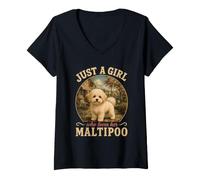 Donna Solo Una Ragazza Che AMA Il Suo Cane Maltipoo Mamma Doodle Maglietta con Collo a V
