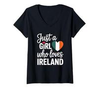 Donna Solo una ragazza che ama l'Irlanda Souvenir irlandese Maglietta con Collo a V