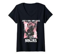 Donna Solo Una Ragazza Che AMA Ninjas Cool Ninja Ragazza Ninja Amante Maglietta con Collo a V