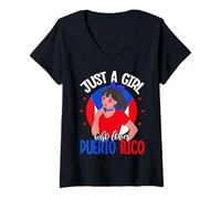 Donna Solo Una Ragazza Che AMA Puerto Rico Orgoglio di Porto Rico Maglietta con Collo a V