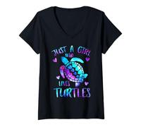 Donna Solo Una Ragazza Che AMA Turtles Galaxy Cute Turtle Space Lover Maglietta con Collo a V
