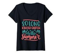 Donna Solong Kindergarten Hello Summer Funny Back To School Kids Maglietta con Collo a V