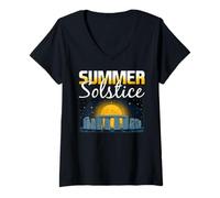 Donna Solstizio d'Estate Beato Litha Pagan Midsommar Maglietta con Collo a V