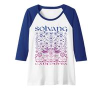 Donna Solvang California Romantico Villaggio Danese Arte Popolare Souvenir Maglia con Maniche Raglan