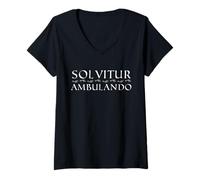 Donna Solvitur Ambulando (Si risolve camminando) con tracce Maglietta con Collo a V
