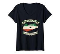 Donna Somaliland fondato 1991 Flag Map Design Maglietta con Collo a V