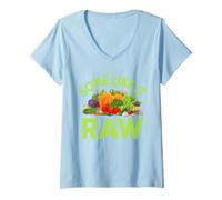 Donna Some Like It Raw - Vegetariano Vegano Maglietta con Collo a V