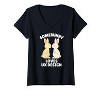 Donna Somebunny Loves UX Design - Coniglietto Pasquale Maglietta con Collo a V