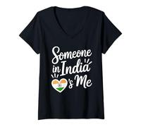 Donna Someone in India Loves Me Indian Maglietta con Collo a V