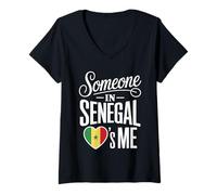 Donna Someone in Senegal Loves Me Country Pride Maglietta con Collo a V