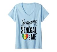 Donna Someone in Senegal Loves Me Country Pride Maglietta con Collo a V