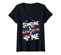 Donna Someone in The Dominican Republic Loves Me Maglietta con Collo a V