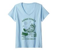 Donna Sometimes I Just Be Chillin' Funny Raccoon Meme Maglietta con Collo a V