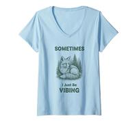 Donna Sometimes I Just Be Vibing Fox Divertente Retro Meme Vintage Maglietta con Collo a V