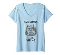 Donna Sometimes I Just Be Vibing Fox Divertente Retro Meme Vintage Maglietta con Collo a V
