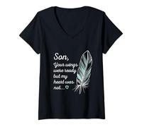 Donna Son Wings Were Ready By My Heart Not Memorial Maglietta con Collo a V