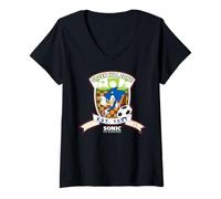Donna Sonic The Hedgehog - Green Hill Zone Soccer Maglietta con Collo a V