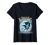 Donna Sonic The Hedgehog - La Notte del Werehog Maglietta con Collo a V