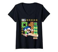 Donna Sonic The Hedgehog - Team Sonic Touchdown Maglietta con Collo a V