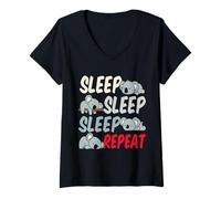 Donna Sonno Dormire Sonno Ripeti Carino Pigiama Sleeping Koala Maglietta con Collo a V