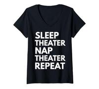 Donna Sonno Nap Teatro Ripeti Amante Attore Attrice Maglietta con Collo a V