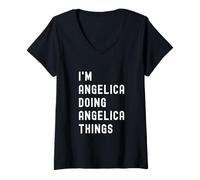 Donna Sono Angelica Que Fa Cose di Angelica Maglietta con Collo a V