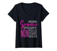Donna Sono Brava Simpatica Intelligente Non Posso Essere Anche Maglietta con Collo a V